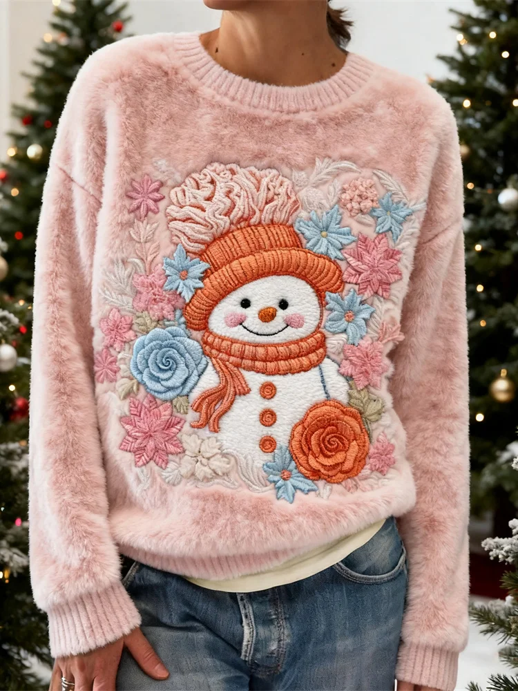 Rosa Frostige Blumen Pullover
