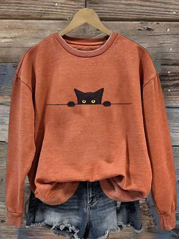 Lugender Schwarze Katze Sweatshirt