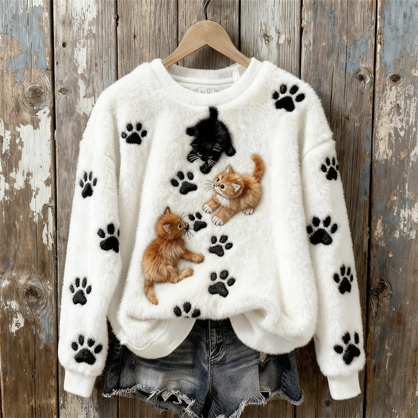 Pull avec Empreintes de Pattes de Chat