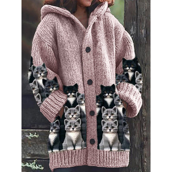Veste Chaude à Capuche avec Boutons