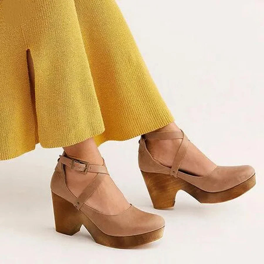 Houten wig Mary Janes