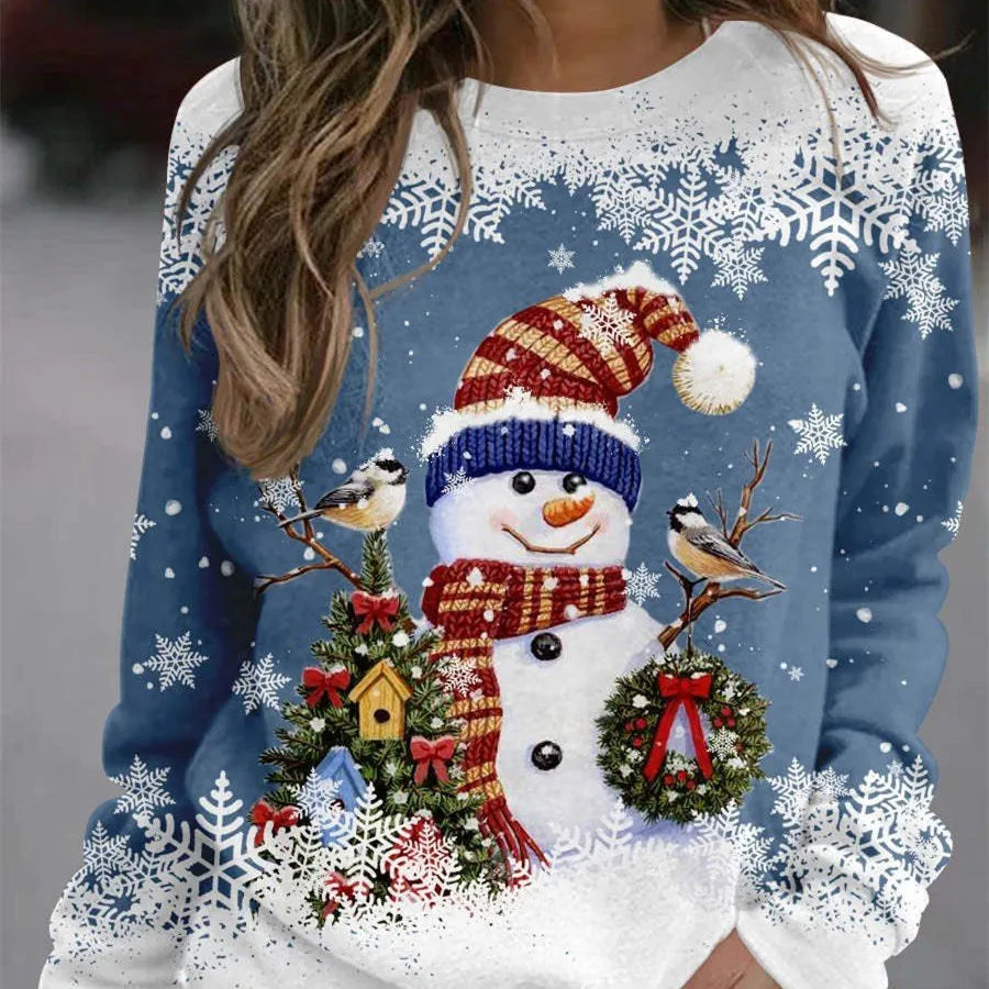 Pull de Noël avec bonhomme de neige souriant