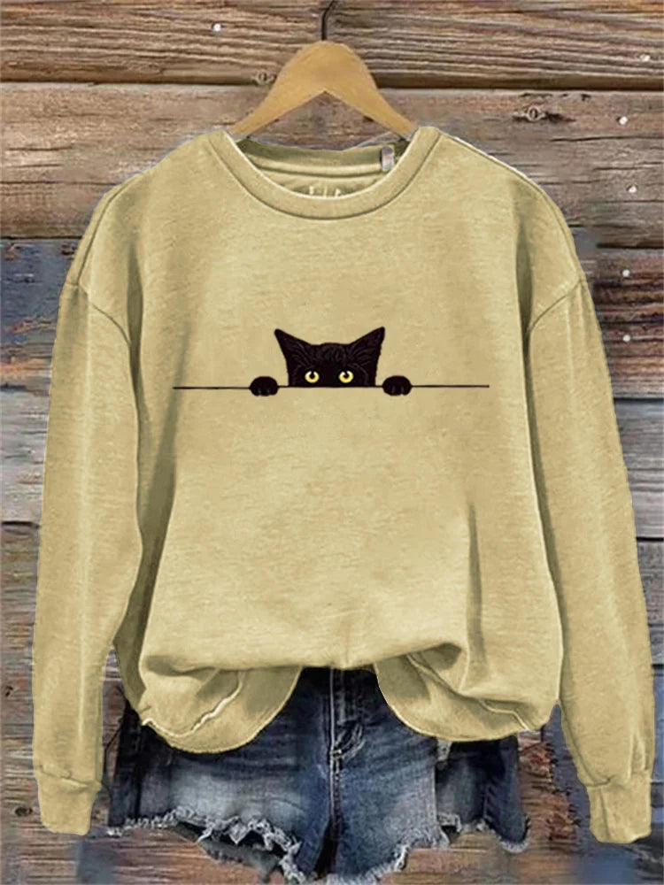 Zwarte Kat Glurende Sweater