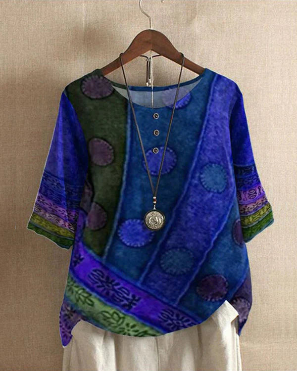 Tuniek met tie-dye print en 34 mouwen