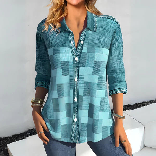 Overhemd met patchwork en knoopsluiting
