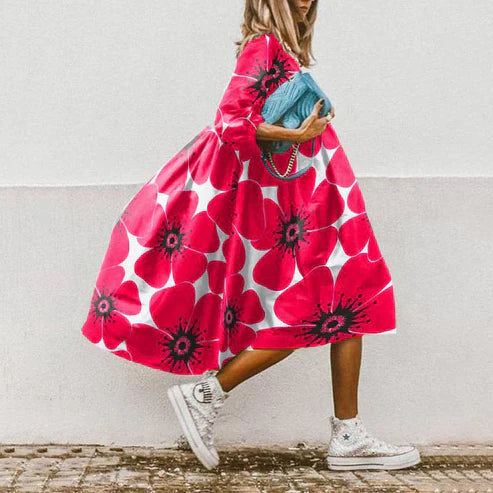 Robe midi à imprimé tropical multicolore