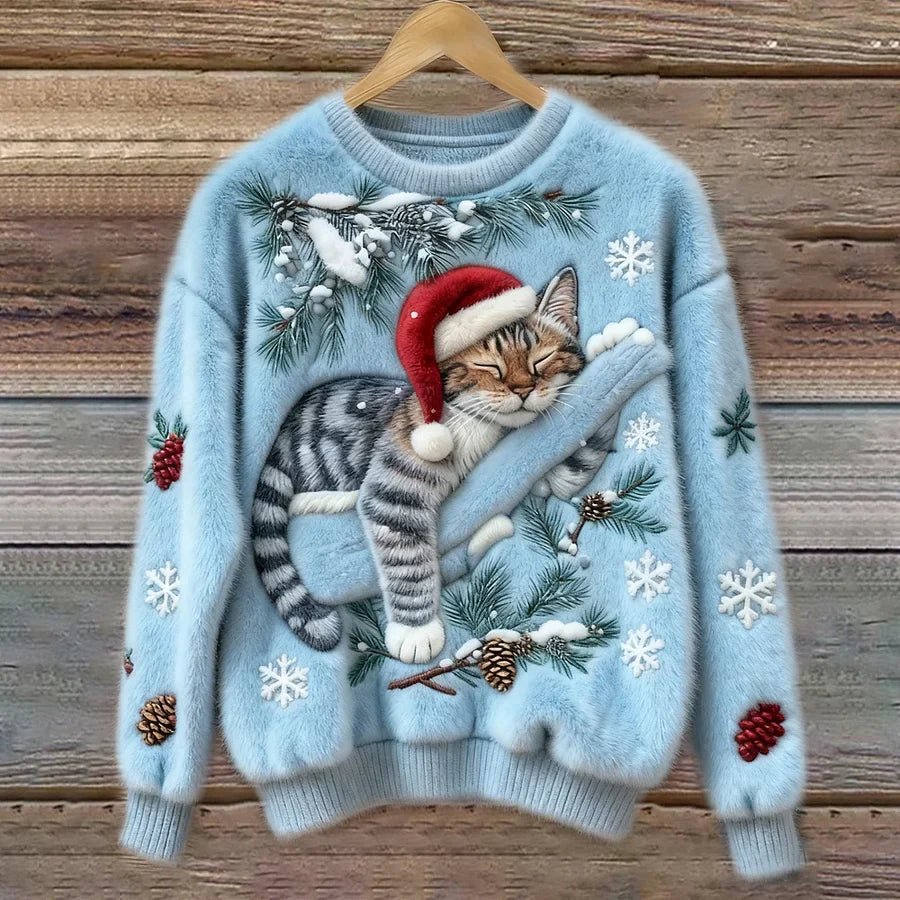 Cute Cat in Santa Hat Sweater