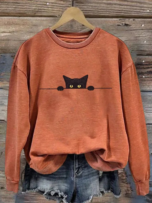 Sudadera de Gato Negro Asomándose