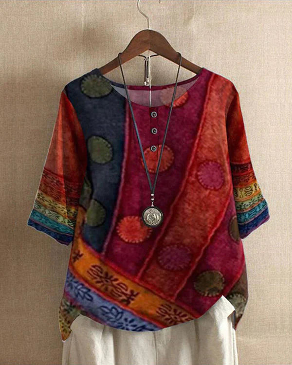 Tuniek met tie-dye print en 34 mouwen