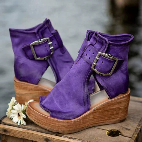 Bottines à bout ouvert avec boucle