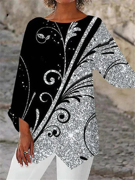 Tunica con stampa glitter a spirale