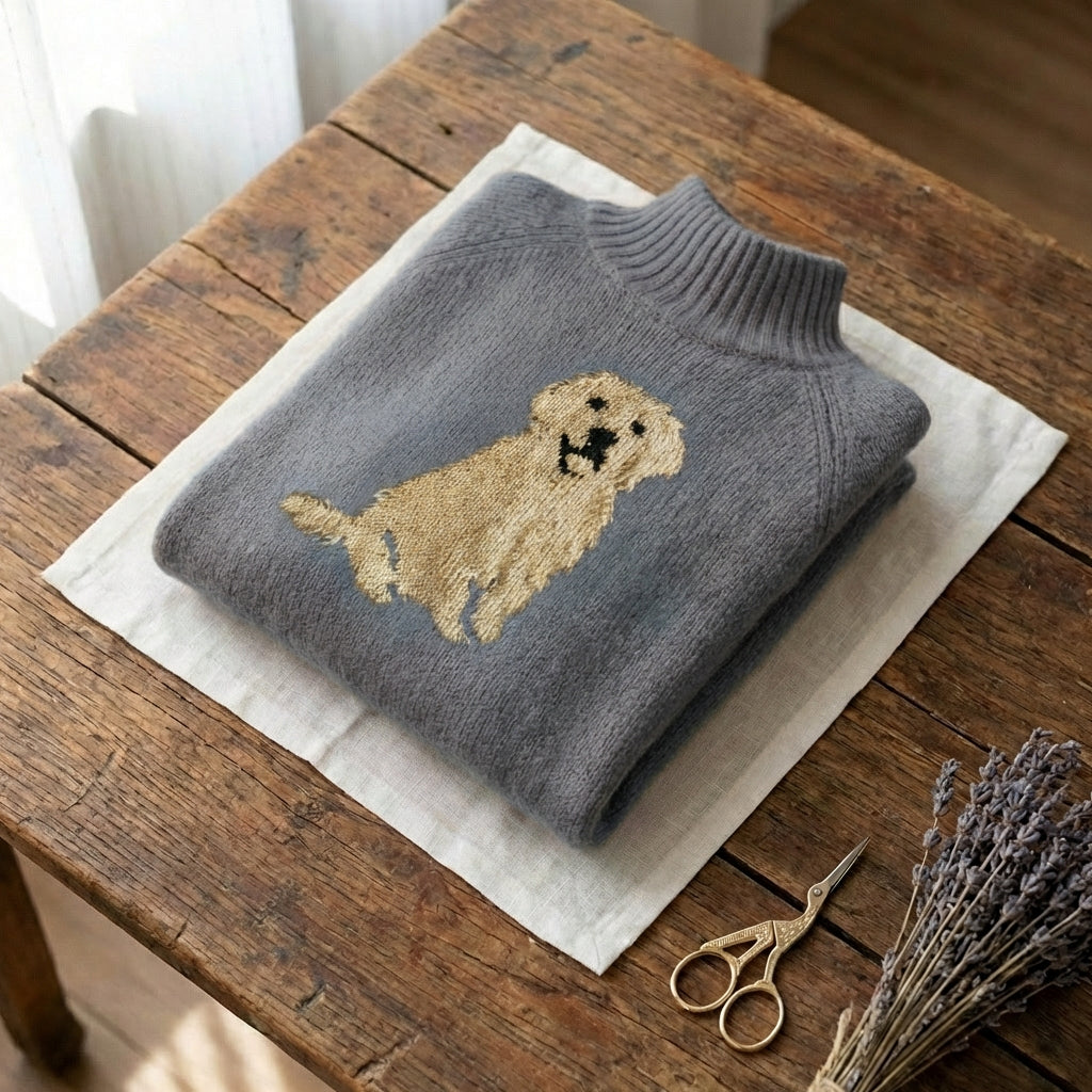 Maglione In Cotone Con Cucciolo Di Golden Retriever
