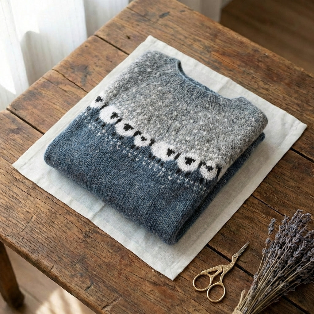 Maglione In Cotone Con Motivo Pecore Al Pascolo