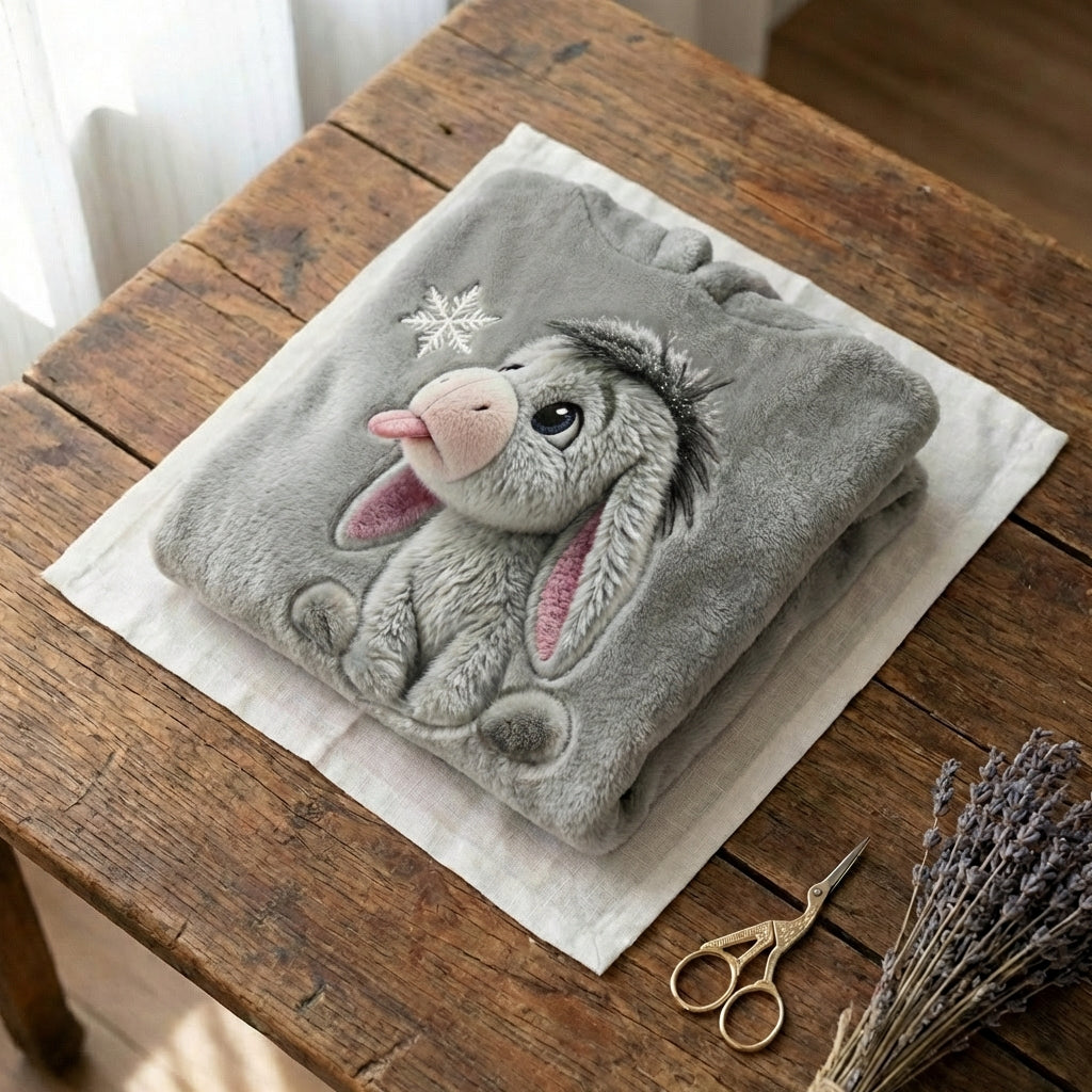 Fleecehoodie met speels ezelgezicht
