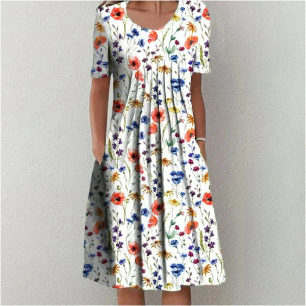 Vestido midi con cintura imperial y estampado floral