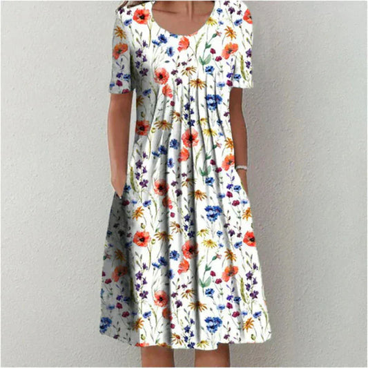 Midikleid mit Blumendruck und Empire-Taille