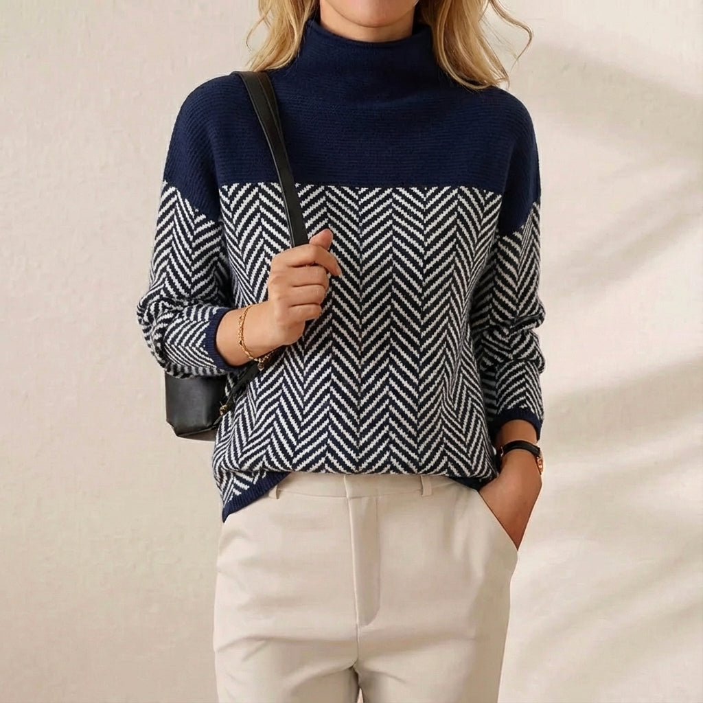 Kasjmier Coltrui Donkerblauw met Zigzagpatroon