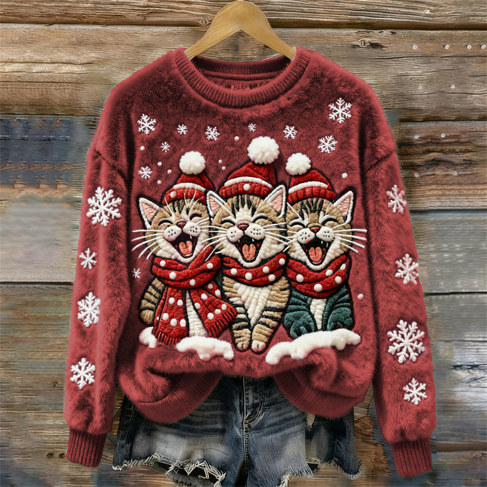 Cute Kitty Trio Christmas Sweater