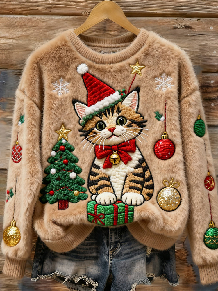 Maglione Natalizio con Gatto Babbo Natale