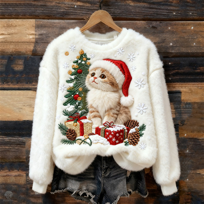 Maglione Natalizio Festivo per Amanti dei Gatti