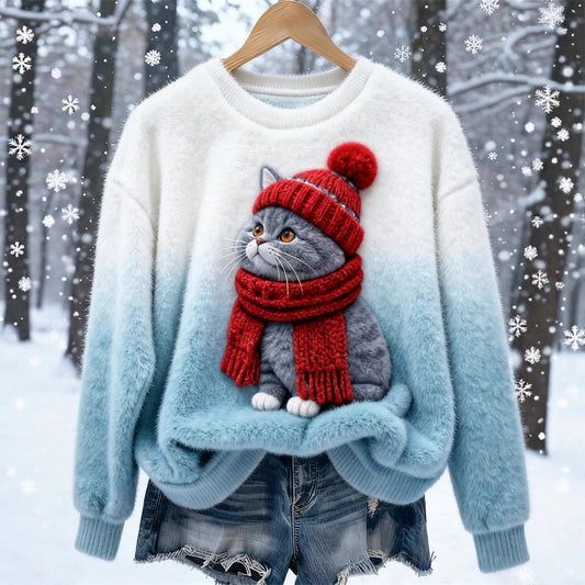Lindo Suéter de Invierno con Gato