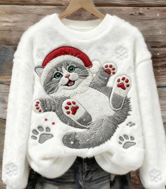 Acogedor Suéter Navideño para Amantes de los Gatos