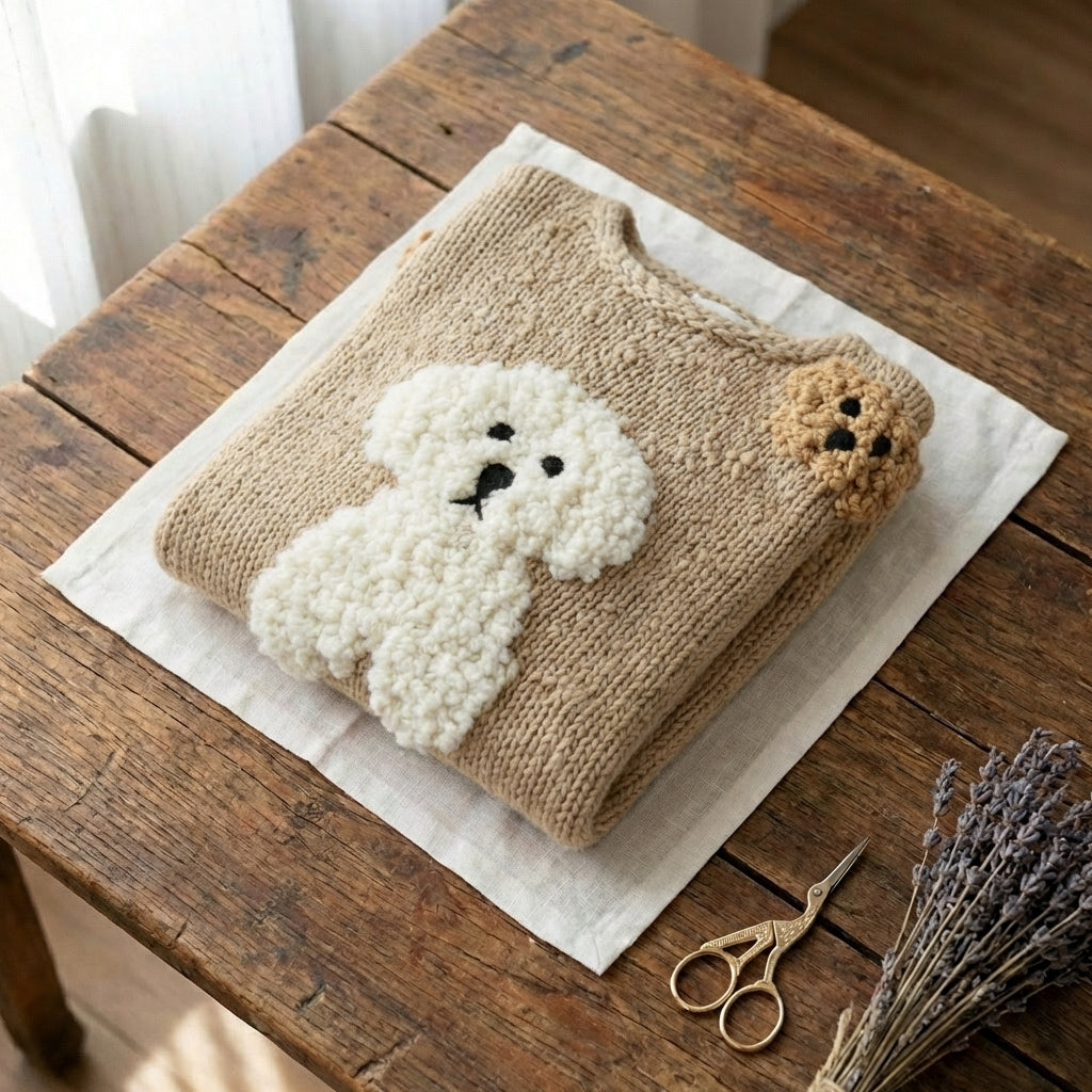 Jersey De Punto Con Detalle De Perritos Esponjosos