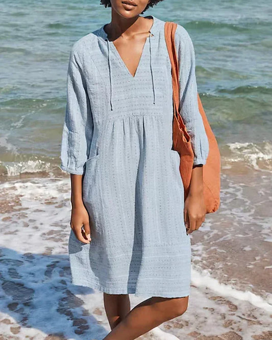 Vestido midi de algodón con capucha