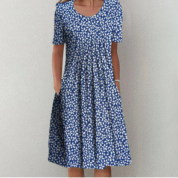 Vestido midi con cintura imperial y estampado floral