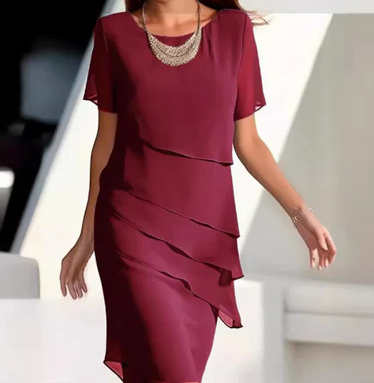 Robe droite superposée en mousseline