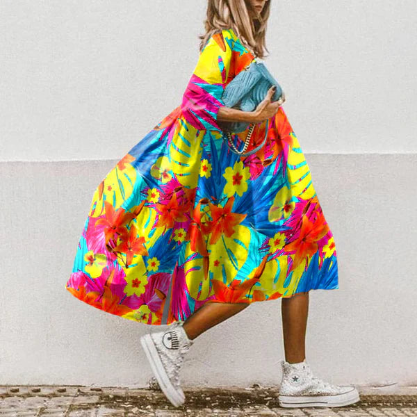 Robe midi à imprimé floral