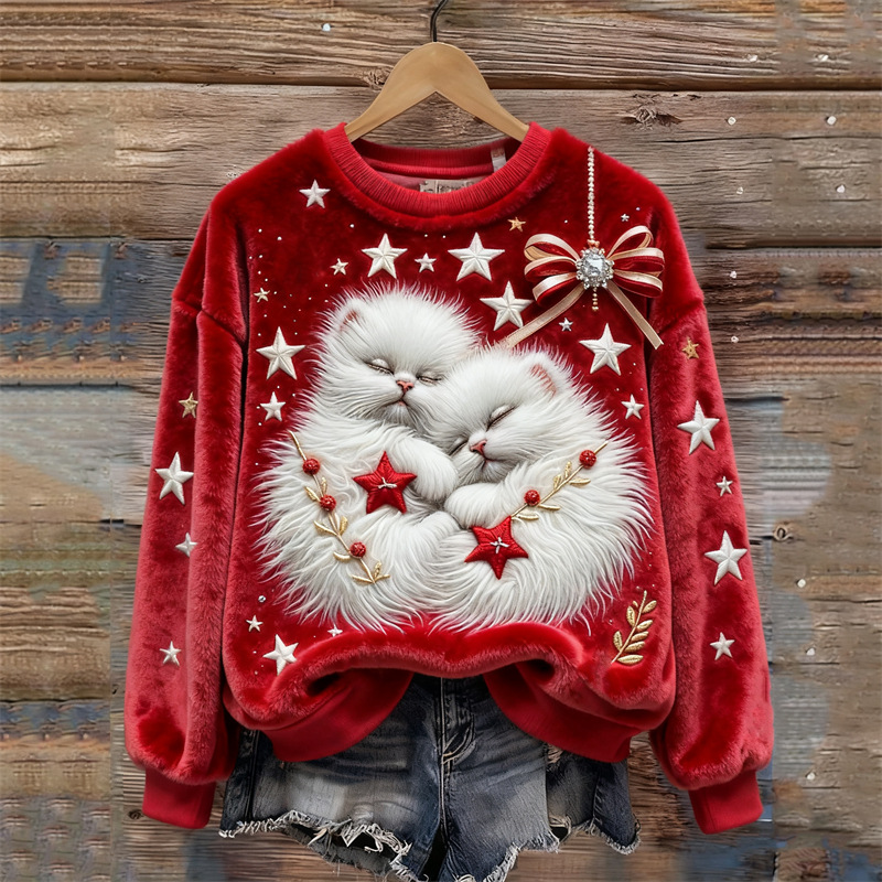 Kuschelnde Kätzchen Weihnachts Pullover