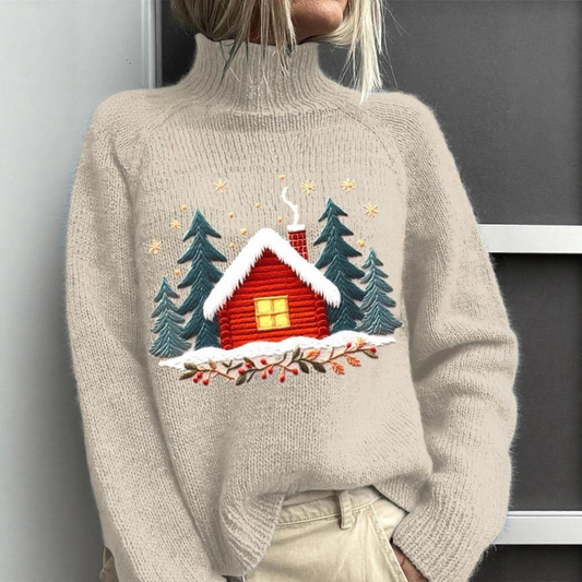 Red Cabin Turtleneck Jumper