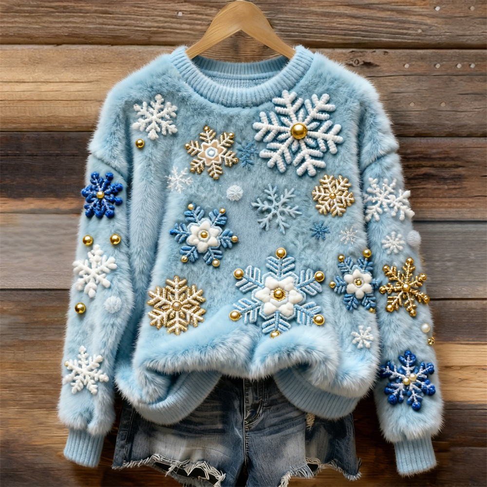 Pullover Fiocco di Neve Blu Ghiaccio