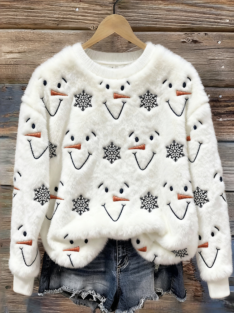Frosty Faces Plush Pullover