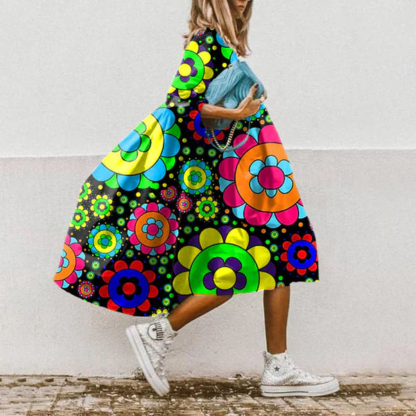 Abito midi con stampa floreale