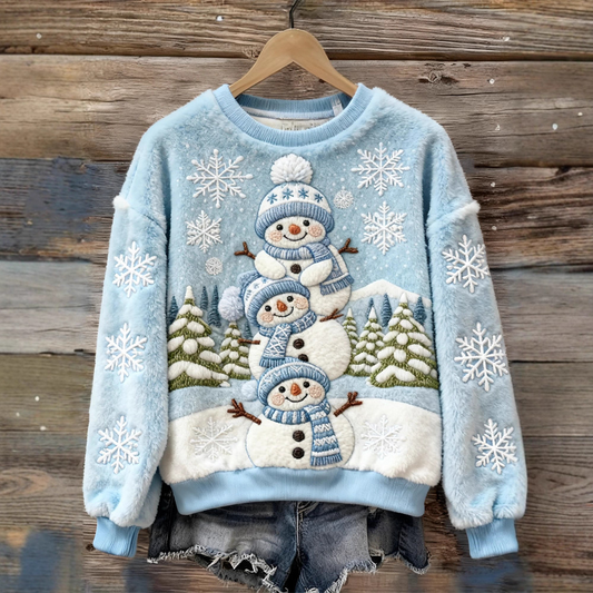 Maglione Morbido Famiglia di Pupazzi di Neve