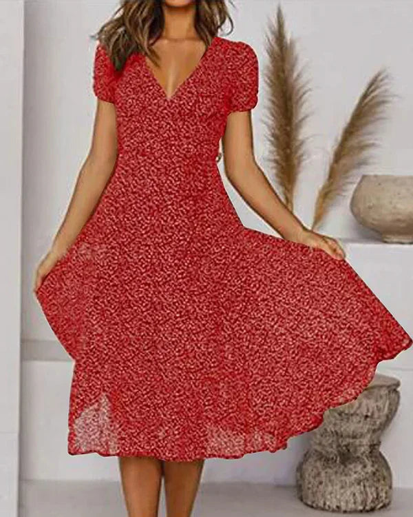 Fit & Flare-jurk met V-hals en bloemenprint