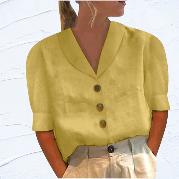 Blouse à col avec boutons et manches bouffantes