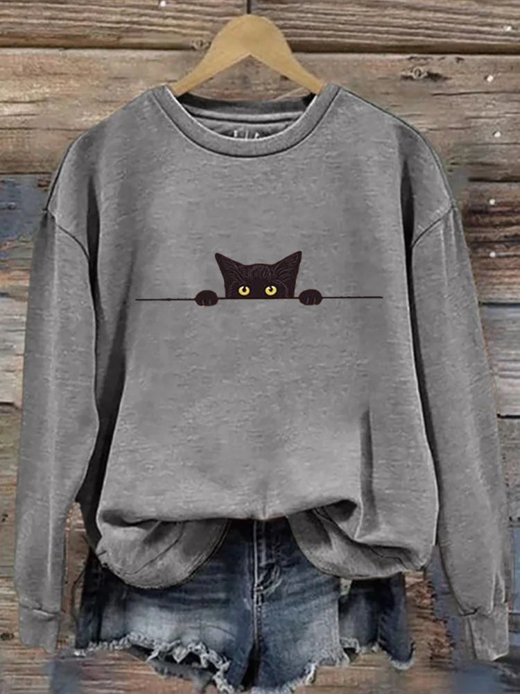 Zwarte Kat Glurende Sweater