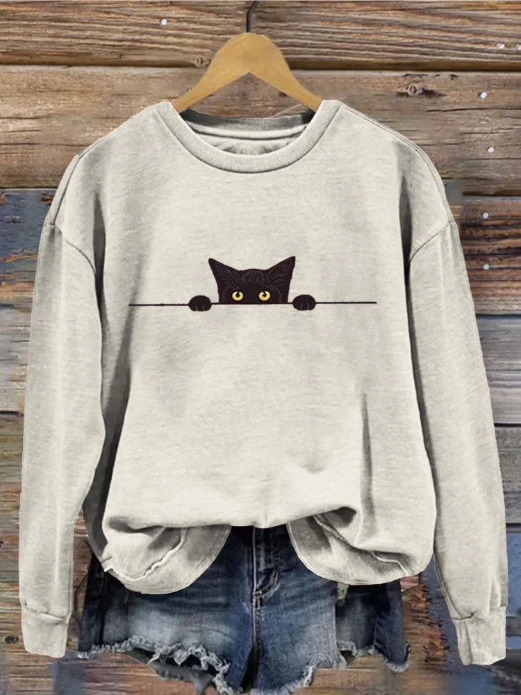 Lugender Schwarze Katze Sweatshirt