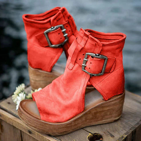 Bottines à bout ouvert avec boucle