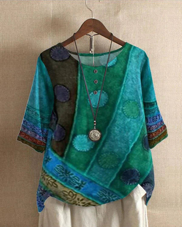 Tuniek met tie-dye print en 34 mouwen
