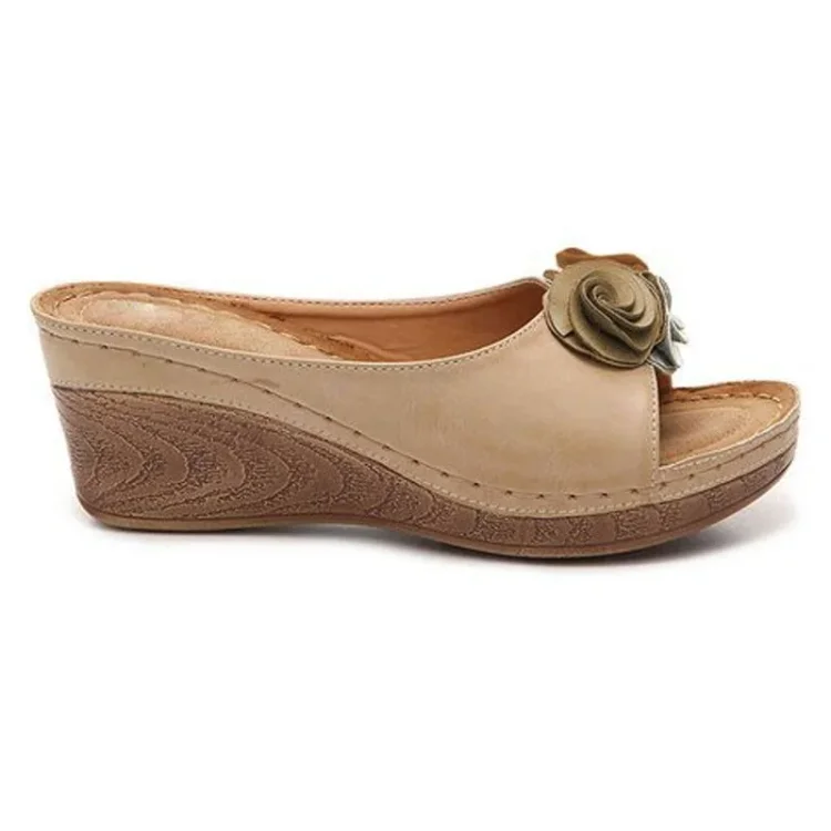 Sandales compensées à rosette